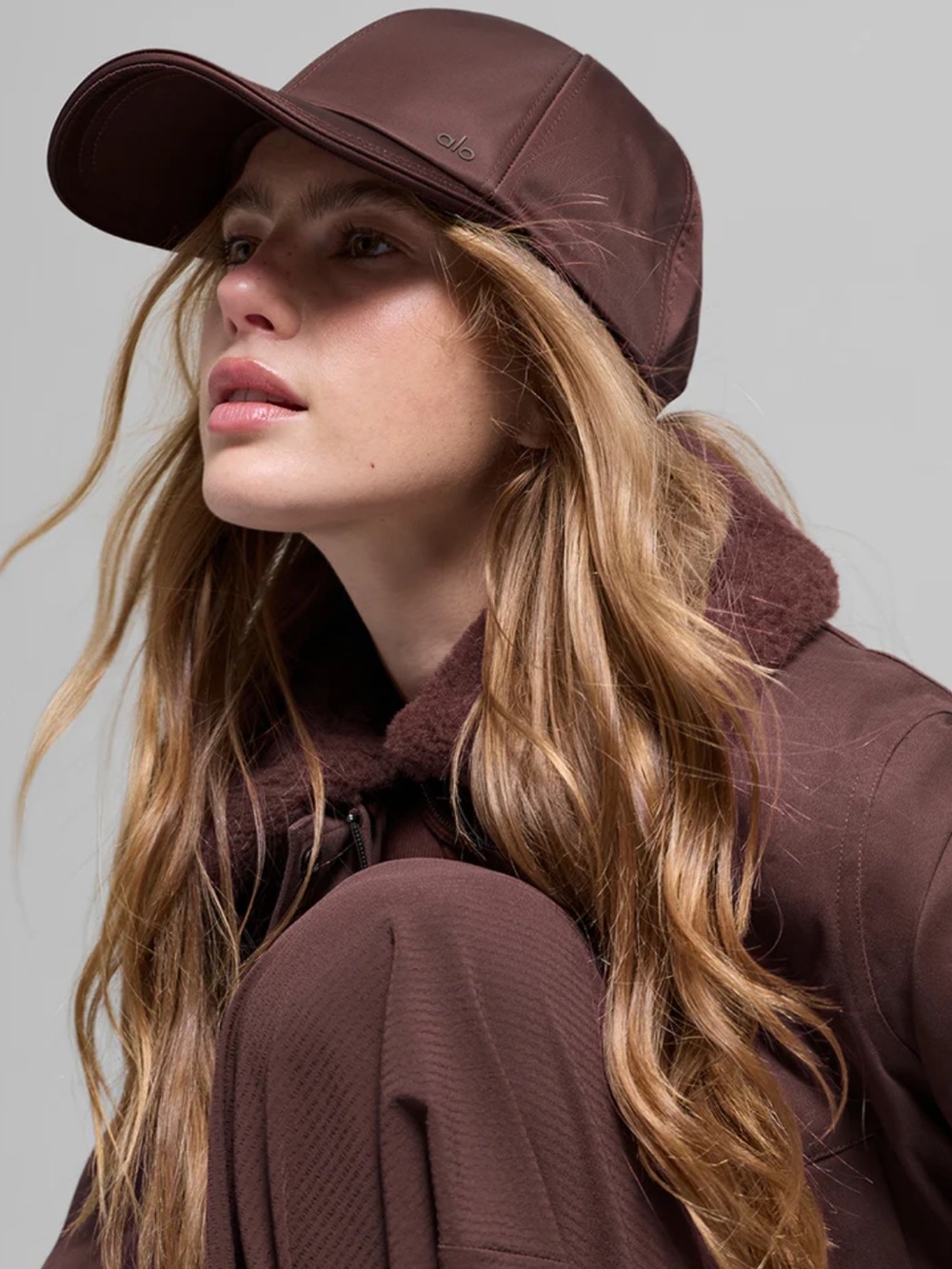 Alo Yoga Satin Off-Duty Cap Brownstone NWT $98